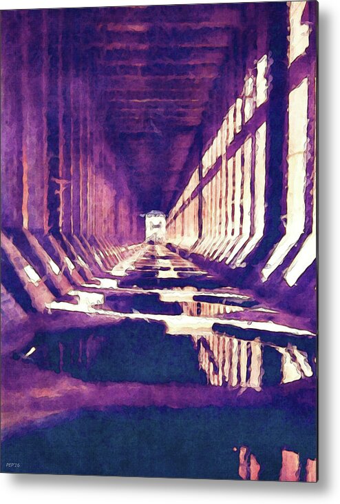 Structure Metal Print featuring the digital art Inside of An Iron Ore Dock by Phil Perkins