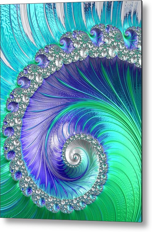 Fractal Metal Print featuring the digital art Inspired by Nature Fractal Spiral by Mo Barton