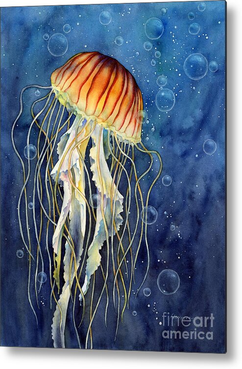 Jellyfish Metal Print featuring the painting Jellyfish by Hailey E Herrera