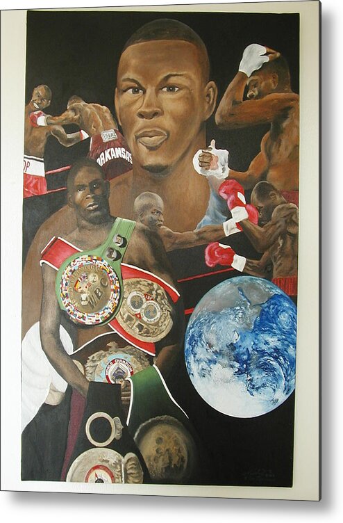 Portrait Metal Print featuring the painting Jermain Taylor Montage by Angelo Thomas