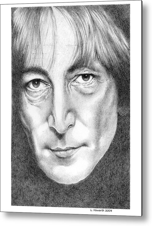 John Lennon Metal Print featuring the drawing John Lennon by Louise Howarth