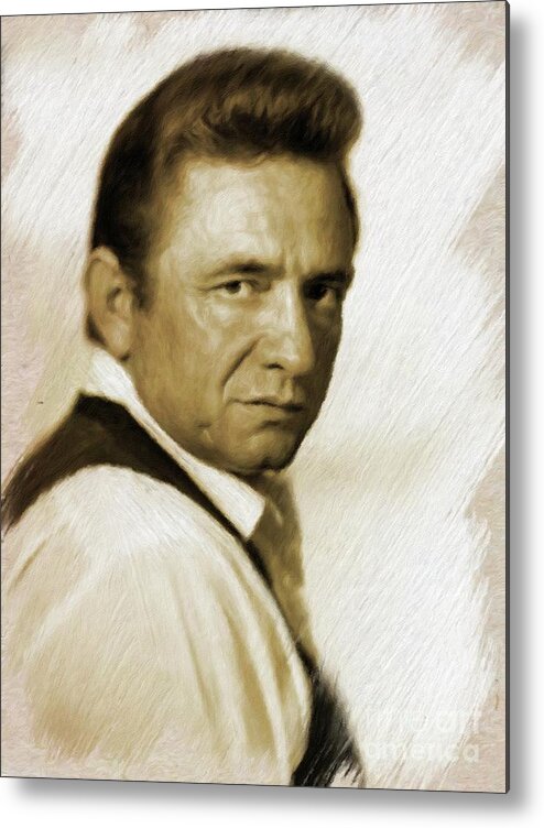 Johnny Metal Print featuring the painting Johnny Cash by Esoterica Art Agency