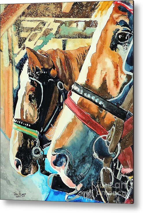 Horses Metal Print featuring the painting Just Chillin' by Tom Riggs