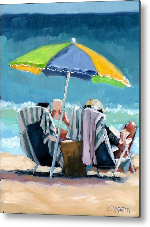 Beach Metal Print featuring the painting Just Leave A Message III by Laura Lee Zanghetti