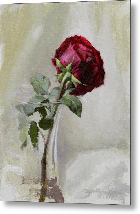 Rose Metal Print featuring the painting Big Rose by Ben Hubbard