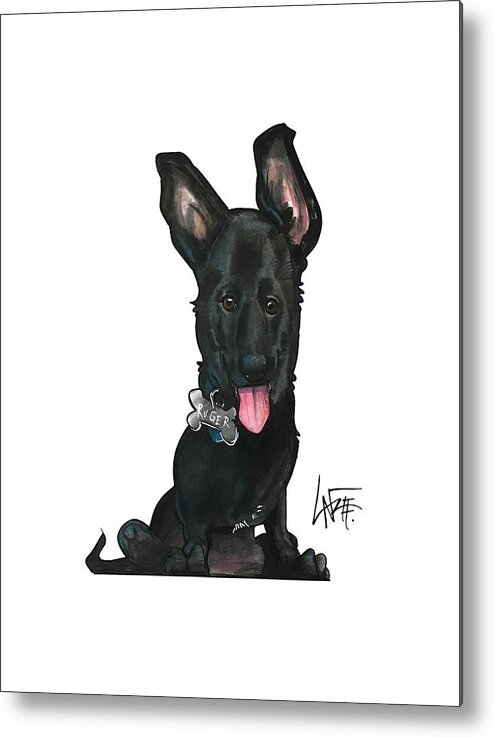 Dog Portrait Metal Print featuring the drawing Kitlak 3541 by John LaFree