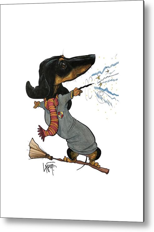 Dog Portrait Metal Print featuring the drawing Kusnierczak 3551 by John LaFree