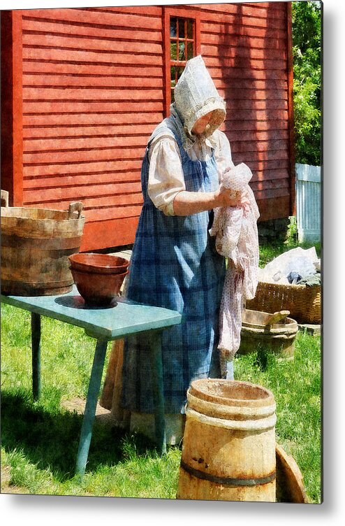 Clean Metal Print featuring the photograph Lady Doing Laundry by Susan Savad