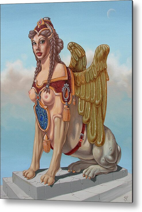 Sphinx Metal Print featuring the painting Large Sphinx of The Vienna Belvedere by Victor Molev