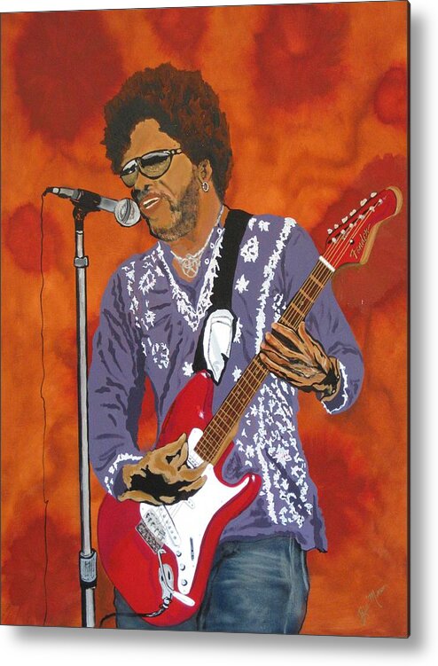 Lenny Kravitz Metal Print featuring the painting Lenny Kravitz-The Rebirth of Rock by Bill Manson