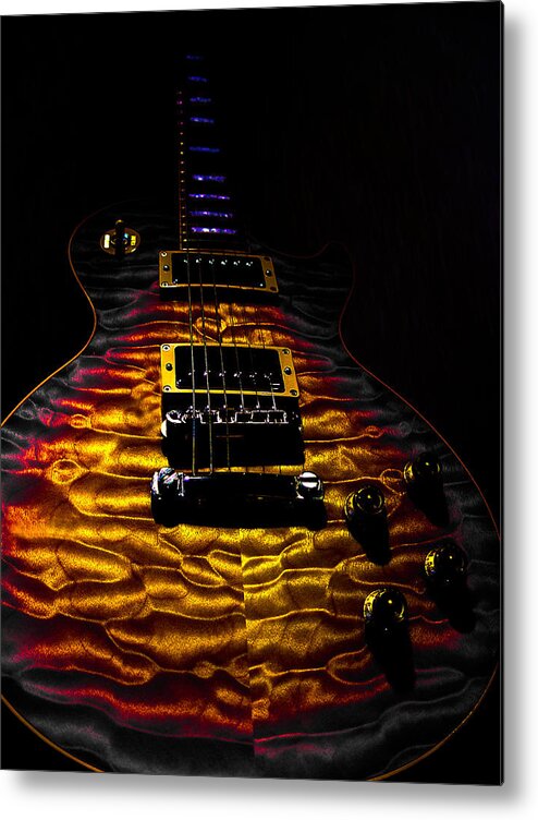 Guitar Metal Print featuring the digital art Tri-Burst Quilt Top Guitar Spotlight Series by Guitarwacky Fine Art