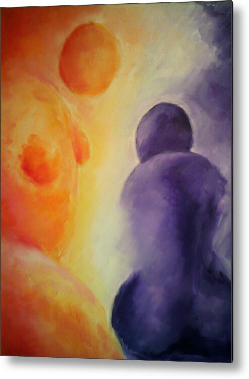 Orange Metal Print featuring the painting Let Me Comfort You by Jennifer Hannigan-Green
