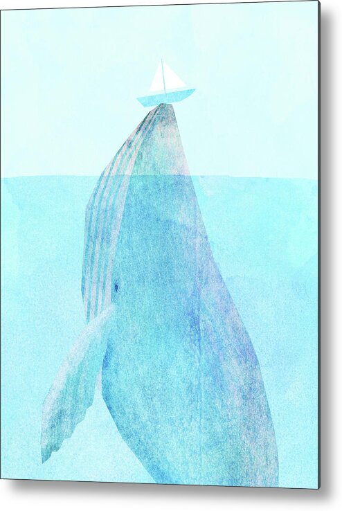 Whale Metal Print featuring the drawing Lift option by Eric Fan