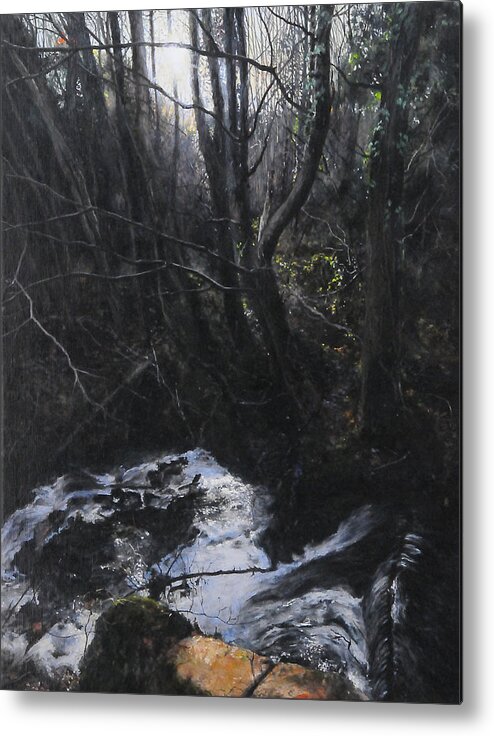 Landscape Metal Print featuring the painting Light in the Woods by Harry Robertson