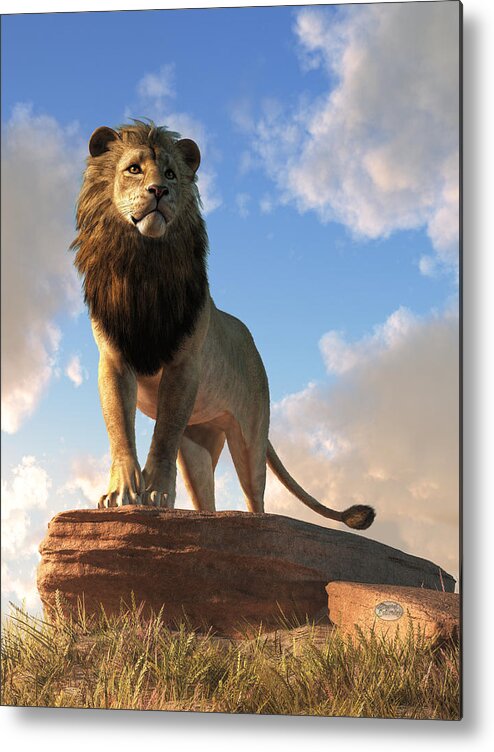 Lion Metal Print featuring the digital art Lion - King of Beasts by Daniel Eskridge