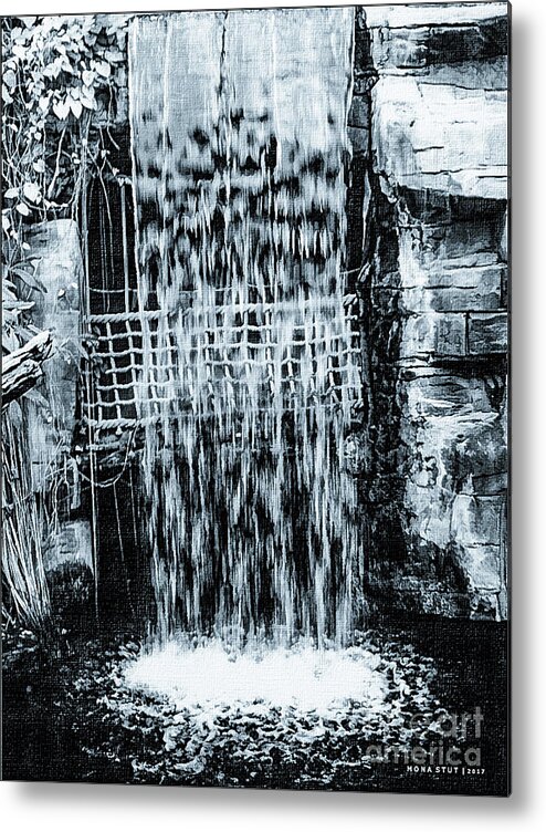 Mona Stut Metal Print featuring the digital art Liquid Waters BW by Mona Stut