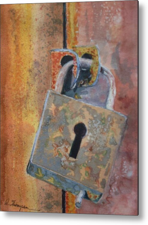 Lock Metal Print featuring the painting Locked In Locked Out by Warren Thompson