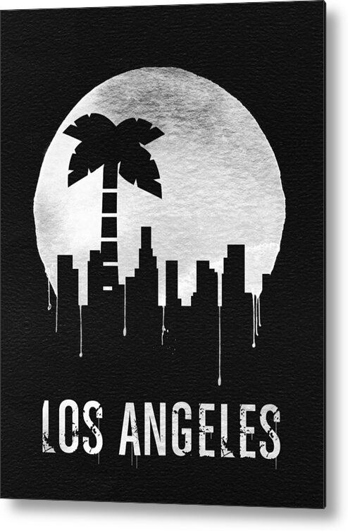 Los Angeles Metal Print featuring the digital art Los Angeles Landmark Black by Naxart Studio