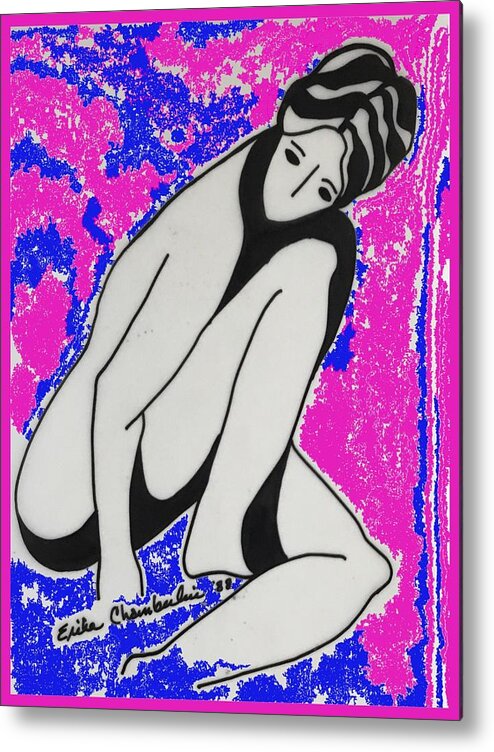 Digital Pen And Ink Nude Female Metal Print featuring the digital art Lost by Erika Jean Chamberlin