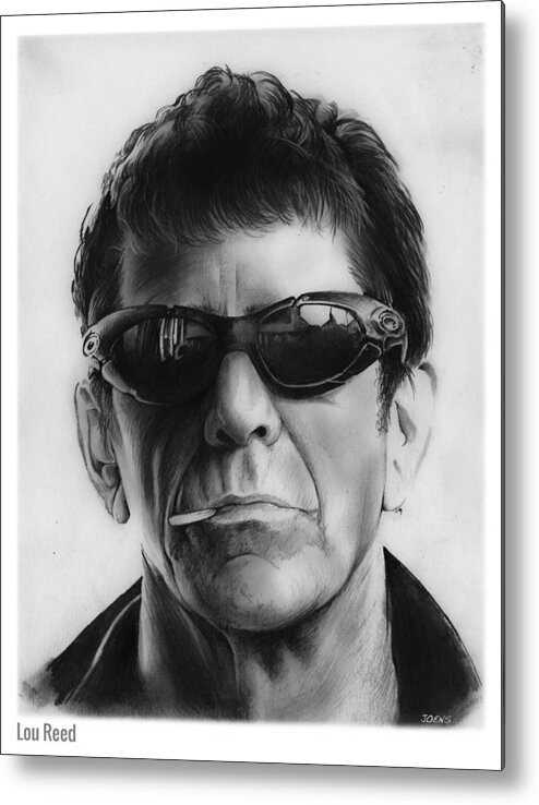 Lou Reed Metal Print featuring the drawing Lou Reed by Greg Joens