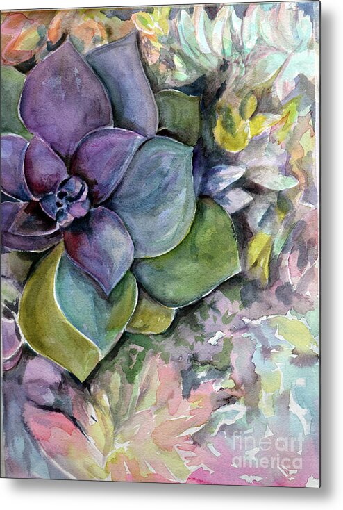Flower Metal Print featuring the painting Magnificent Succulent by Deb Arndt
