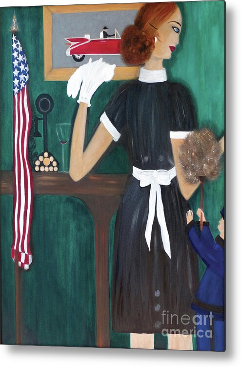 Maid Metal Print featuring the painting Maid In America by Artist Linda Marie