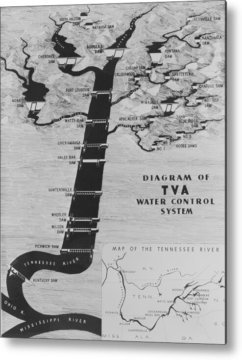 History Metal Print featuring the photograph Map Diagrams The Functions The New Deal by Everett