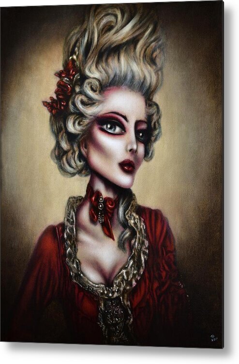 Red Metal Print featuring the painting The Trial of Marie Antoinette by Tiago Azevedo
