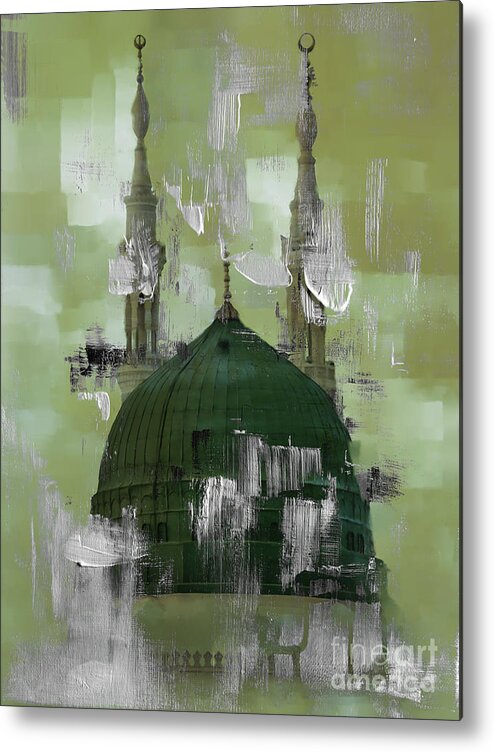 Masjid E Nabvi Metal Print featuring the painting Masjid-e-Nabwi 001 by Gull G