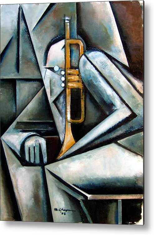 Jazz Trumpet Miles Davis Metal Print featuring the painting Masqualero by Martel Chapman