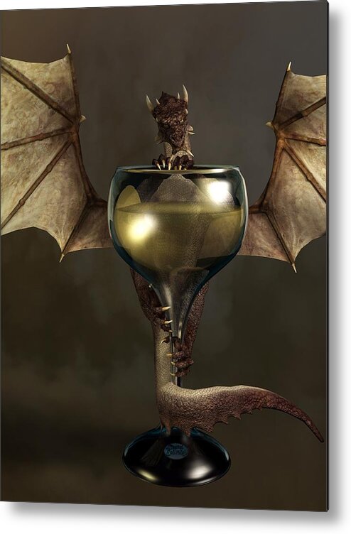 Wine Metal Print featuring the digital art Mead Dragon by Daniel Eskridge