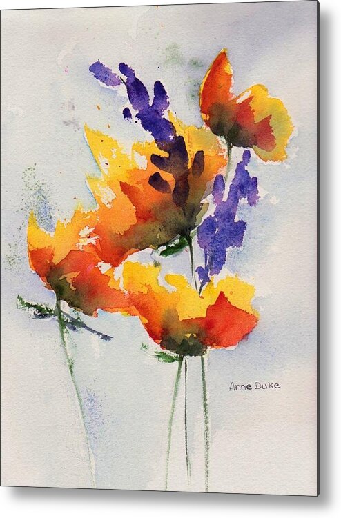 Floral Metal Print featuring the painting Meadow Muse by Anne Duke