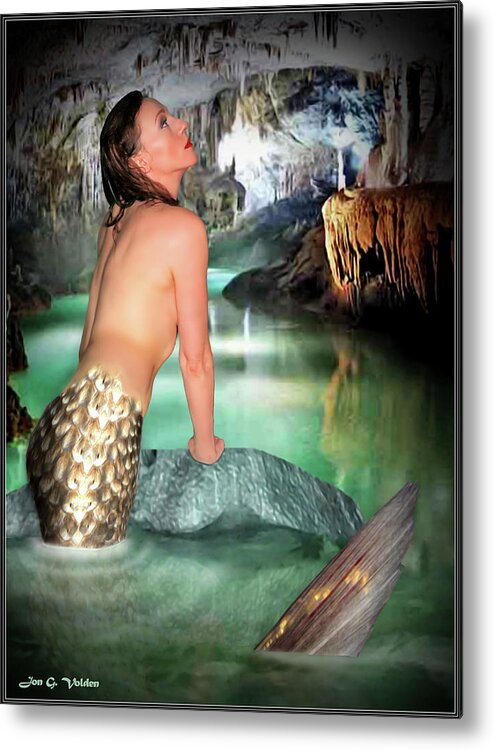 Mermaid Metal Print featuring the photograph Mermaid In A Cave by Jon Volden