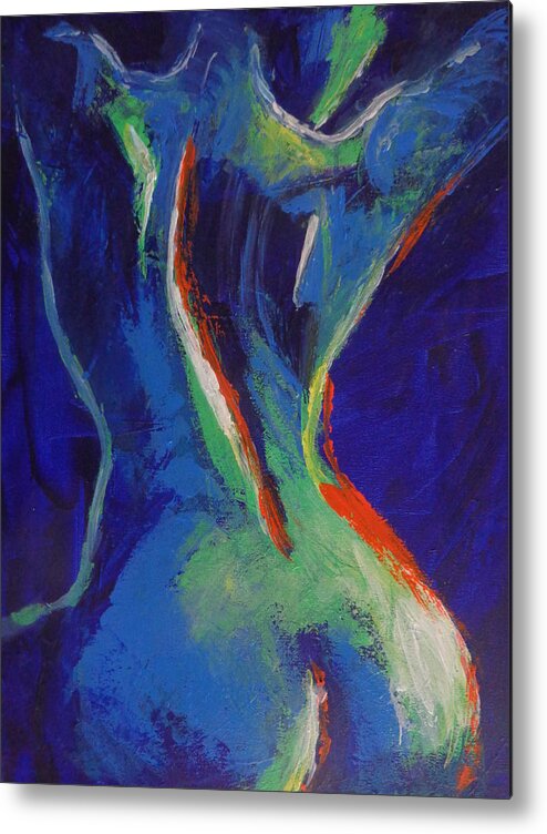 Abstract Metal Print featuring the painting Midnight Lady A - Female Nude by Carmen Tyrrell