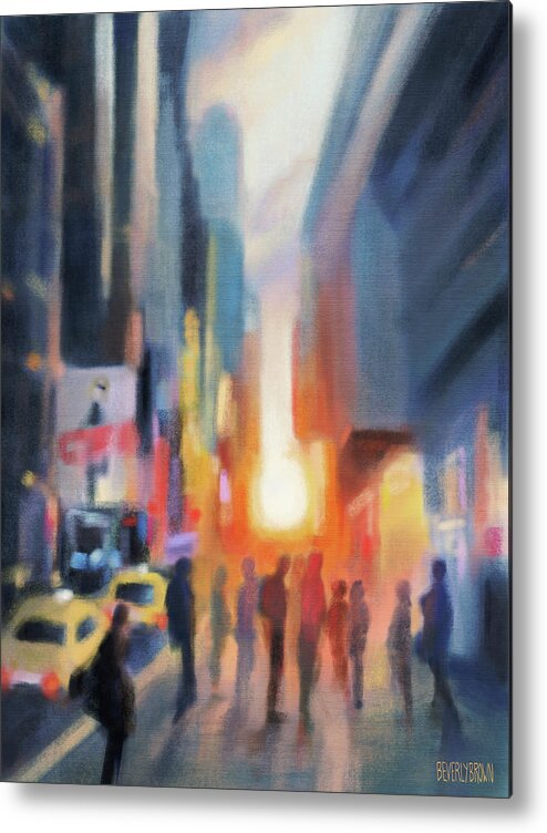 New York Metal Print featuring the painting Midtown Manhattan Sunset by Beverly Brown