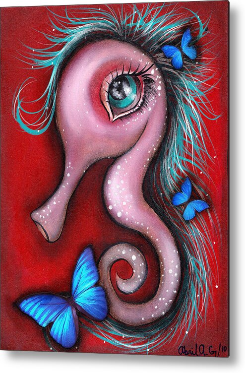 Seahorses Metal Print featuring the painting Mina by Abril Andrade