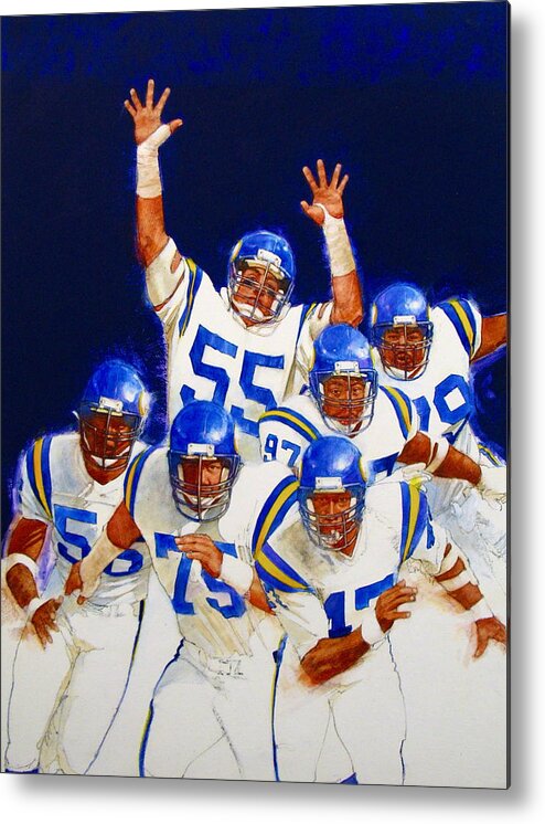 Acrylic Painting Metal Print featuring the painting Minnesota Vikings Front Four by Cliff Spohn