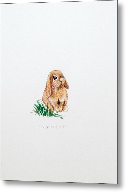 Rabbit Metal Print featuring the painting Miss bunny by Venie Tee