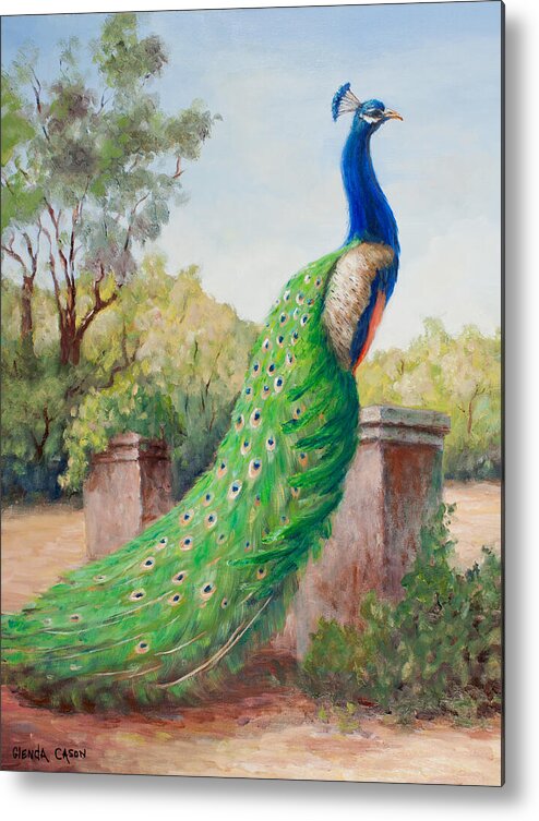 Birds Metal Print featuring the painting Mister Peacock by Glenda Cason