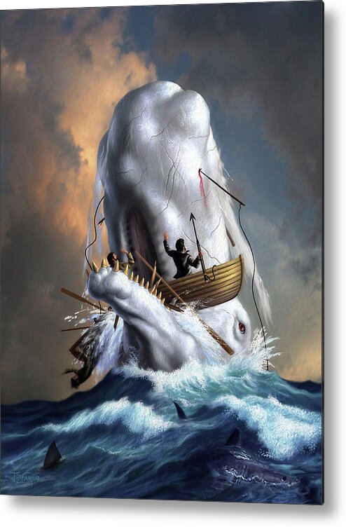 Moby Dick Metal Poster featuring the digital art Moby Dick 1 by Jerry LoFaro