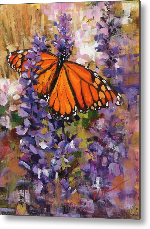 Monarch Butterfly Metal Print featuring the painting Monarch by Mark Mille