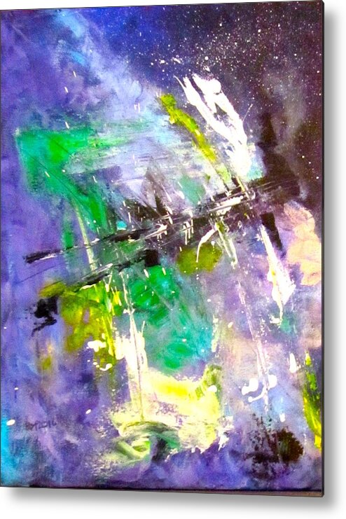 Abstract Metal Print featuring the painting Monsoon by Barbara O'Toole