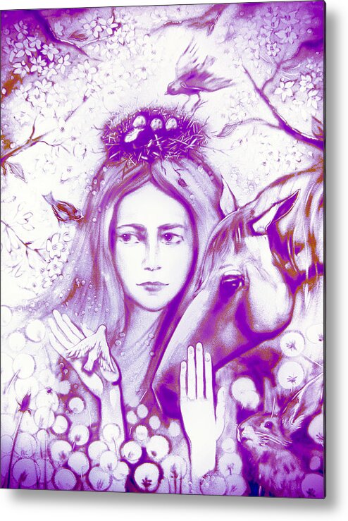 Russian Artists New Wave Metal Print featuring the painting Month May Allegory. Lavender by Elena Vedernikova