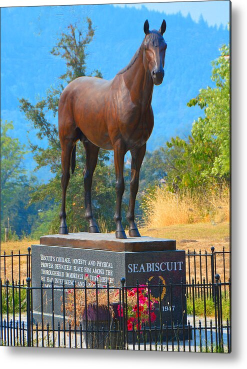 Seabiscuit Metal Print featuring the photograph Monument to Seabiscuit by Josephine Buschman