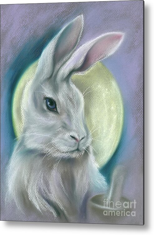 Rabbit Metal Print featuring the pastel Moon Rabbit by MM Anderson