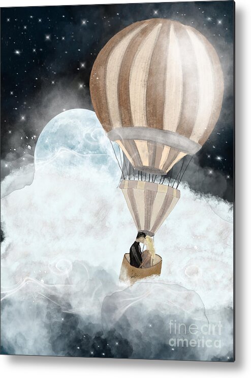 Romantic Metal Print featuring the painting Moonlight Kisses by Bri Buckley