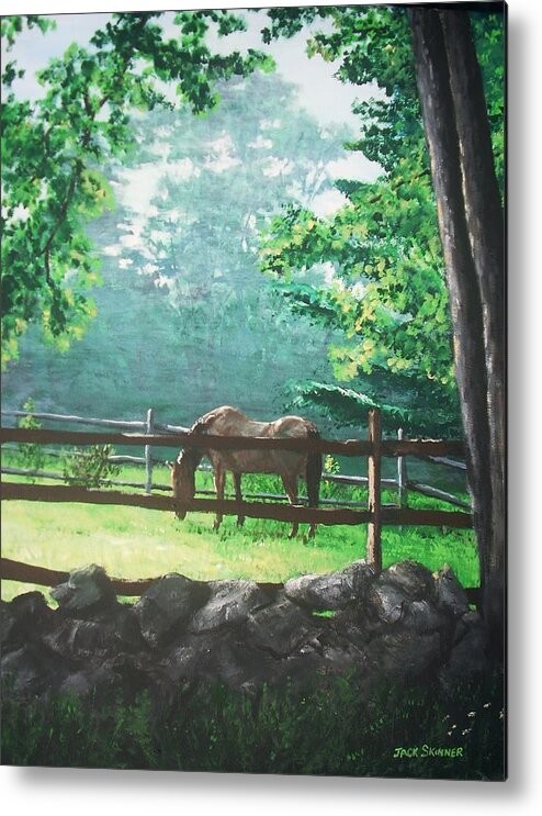 Horse Metal Print featuring the painting Morning Pasture by Jack Skinner