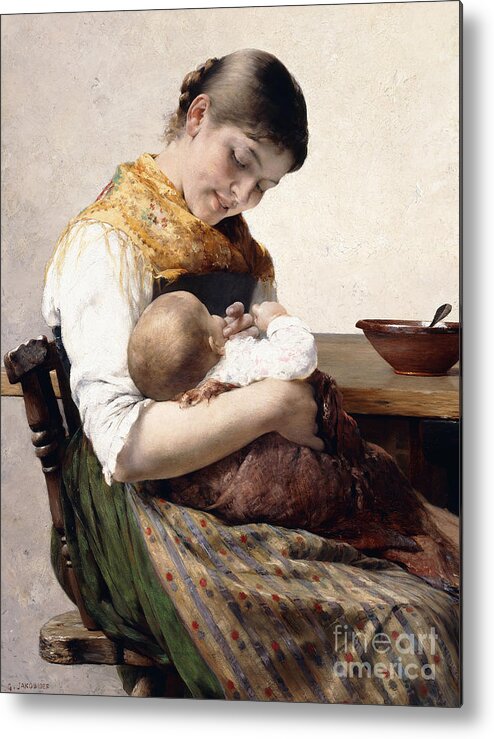Nursing Metal Print featuring the painting Mother and Child by Georges Jacobides