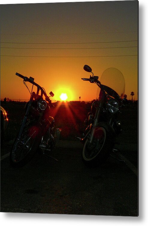 Orcinus Fotograffy Metal Print featuring the photograph Motorcycle Sunset by Kimo Fernandez