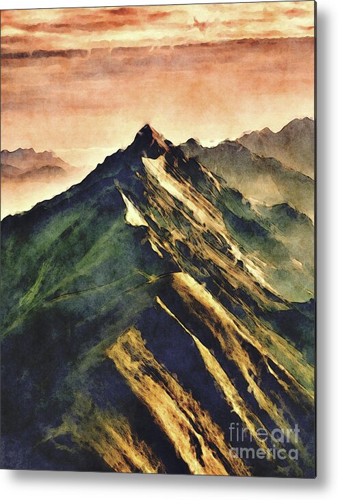 Mountains Metal Print featuring the digital art Mountains In The Clouds by Phil Perkins